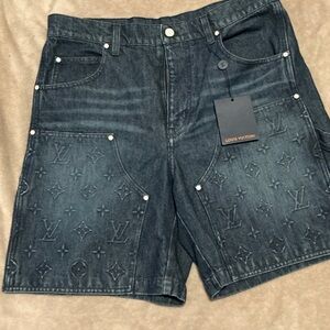 Louis Vuitton Dark Blue Monogram Jean Shorts
